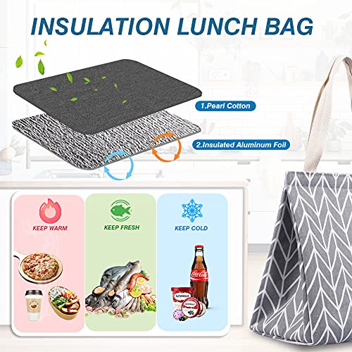 iknoe Insulated Lunch Bag for Women & Adults, 9L Foldable Wide-Open Cooler Bag with Pockets, Leakproof & Portable, for Picnic, Office, Beach(Gray diamond) - Image 2