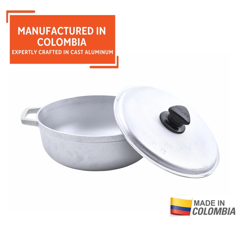 IMUSA 2.6 Quart Traditional Natural Made in Colombia Caldero with Lid for Cooking and Serving  Silver - Image 3