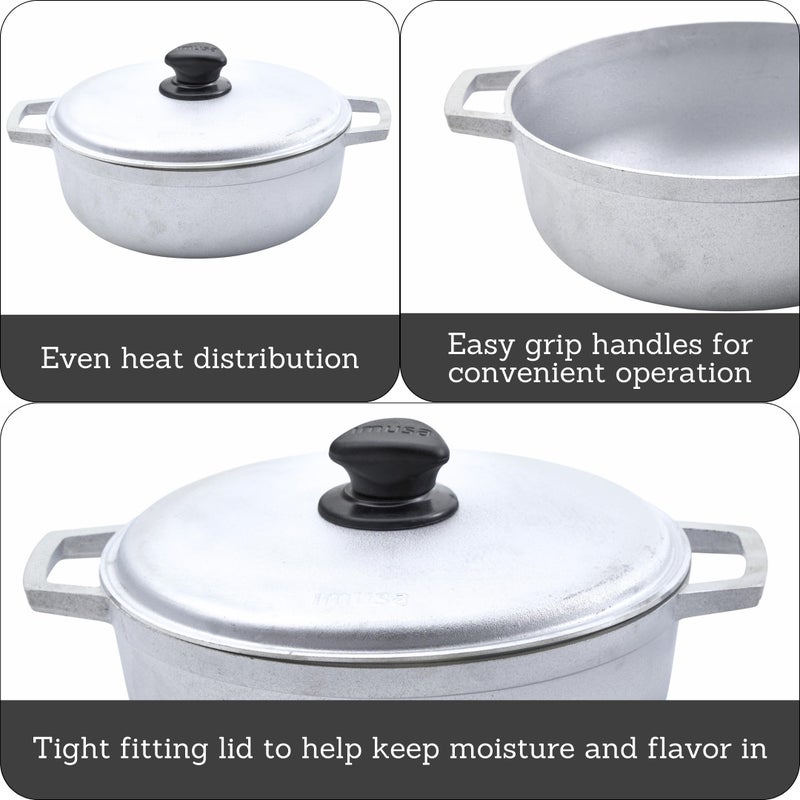 IMUSA 2.6 Quart Traditional Natural Made in Colombia Caldero with Lid for Cooking and Serving  Silver - Image 2