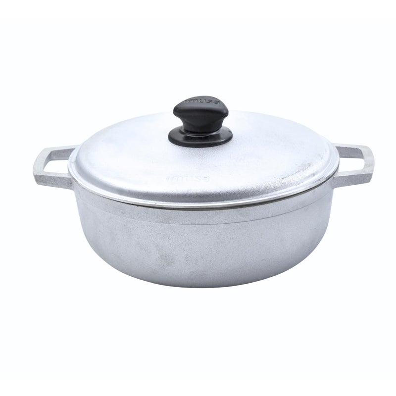 IMUSA 2.6 Quart Traditional Natural Made in Colombia Caldero with Lid for Cooking and Serving  Silver - Image 1