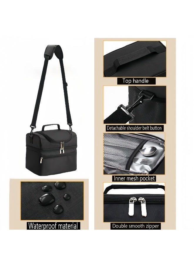 Insulated Lunch Bag 600D Oxford: Double Deck Cooler Waterproof & Fresh - Work & Picnic & Home Daily Use - Portable Cooler Tote Bag Ideal for Adult Men Women  - Image 3