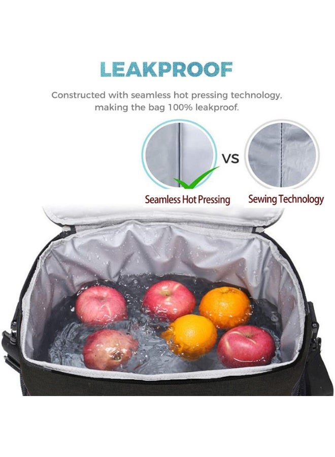 Insulated Lunch Bag 600D Oxford: Double Deck Cooler Waterproof & Fresh - Work & Picnic & Home Daily Use - Portable Cooler Tote Bag Ideal for Adult Men Women  - Image 4