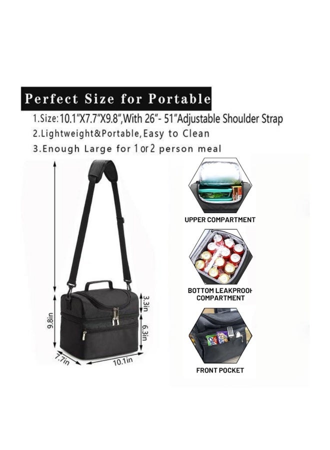 Insulated Lunch Bag 600D Oxford: Double Deck Cooler Waterproof & Fresh - Work & Picnic & Home Daily Use - Portable Cooler Tote Bag Ideal for Adult Men Women  - Image 2