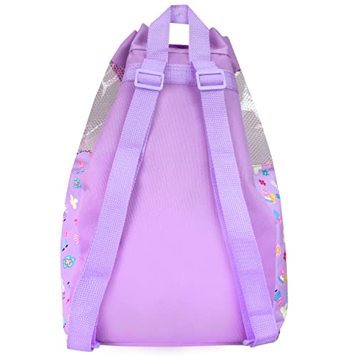 Peppa Pig Swimming Bag Girls Beach Pool Swim Drawstring Backpack Purple - Image 5