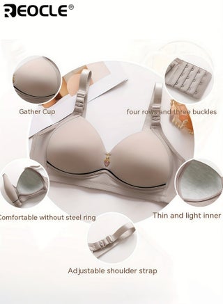 2PCS Women's Comfortable Wireless Bra Push Up Design Breathable Thin Cup Lingerie with Soft Padding for All Day Wear and Light Support - view 5