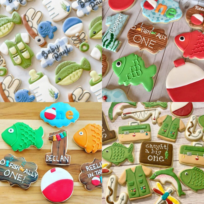 Fangleland Gone Fishing Cookie Cutter Set with Stainless Steel Sports Jersey  Fish  Candy Cane  Fishing Bobber for Fisherman Fishing Themed Party Supplies  - Image 4