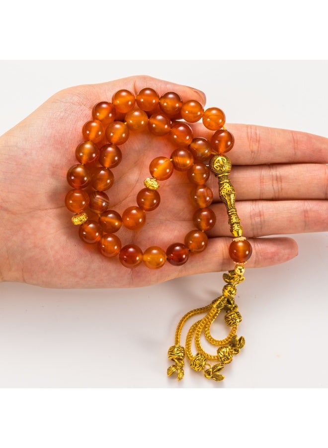 Natural Agate Tasbih 33 Beads | Genuine Stone Prayer Beads | Islamic Tasbih with Elegant Gift Box | Ramadan & Eid Gift for Men - Image 3