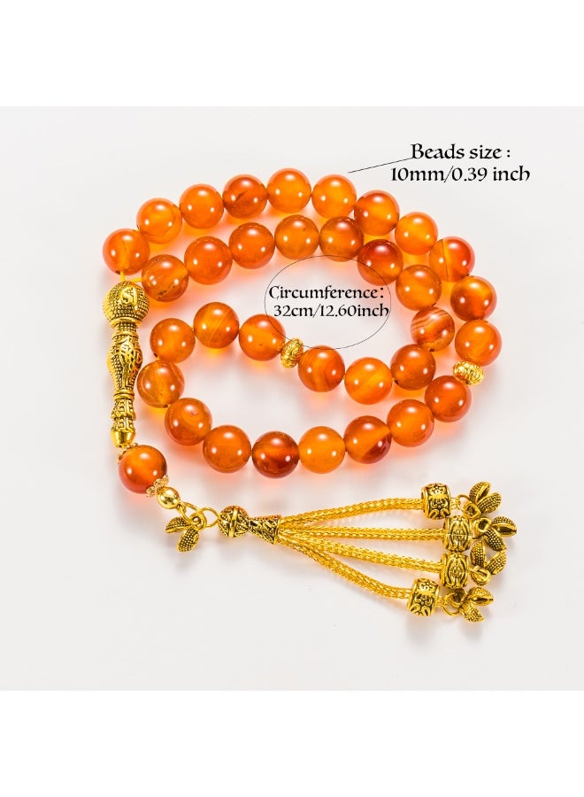 Natural Agate Tasbih 33 Beads | Genuine Stone Prayer Beads | Islamic Tasbih with Elegant Gift Box | Ramadan & Eid Gift for Men - Image 2