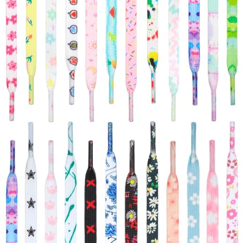 DANHUA Colored Printed Flat Shoelaces: 2 Pair Pink Ice Cream Patterned Shoe Laces for Sneakers 63 inch - Image 5
