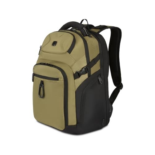 SWISSGEAR حقيبة ظهر لابتوب SwissGear Endure ScanSmart – حقيبة تقنية معتمدة من TSA – تناسب معظم أجهزة اللابتوب بحجم 17 بوصة – تحتوي على جيوب تنظيم متعددة – زيتوني - Image 1