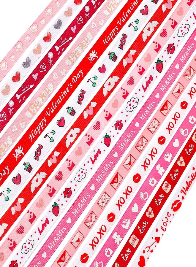 SANNIX Valentine Ribbon, 15 Styles 15 Yards 3/8 Inch Valentine’s Day Ribbons Red Heart Kiss Envelope Cupid Printed Grosgrain Ribbon for Gift Wrapping Valentine's Day Wedding Decoration - Image 1