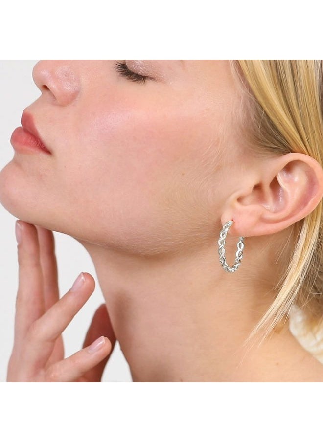 Senteria 925 Sterling Silver Earrings Hoops for Women Lightweight Twisted Hoop Earrings With Cubic Zirconia Hypoallergenic Hoops Earrings (40MM)  - Image 3