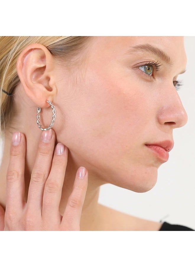 Senteria 925 Sterling Silver Earrings Hoops for Women Lightweight Twisted Hoop Earrings With Cubic Zirconia Hypoallergenic Hoops Earrings (40MM)  - Image 2