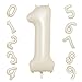 Biapian 40 Inch Cream Number 1 Balloon Beige Large 1st Birthday Balloons Digital 1 Cream White Giant 1 Foil Balloon Helium for 1st Birthday Decorations First Year Boys Girls Baby Shower Party Supplies - Image 3