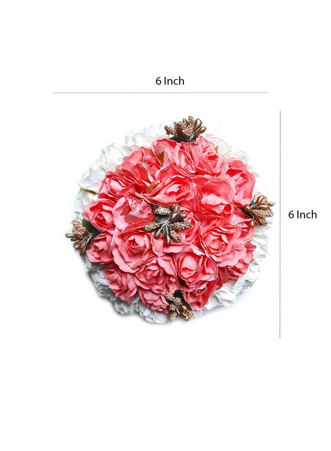 Rapidsflow® New Artificial flower Full Juda Bun Hair Flower Gajra for Wedding and Parties Use for Women in Pink & White Color Pack of 1 - Image 2