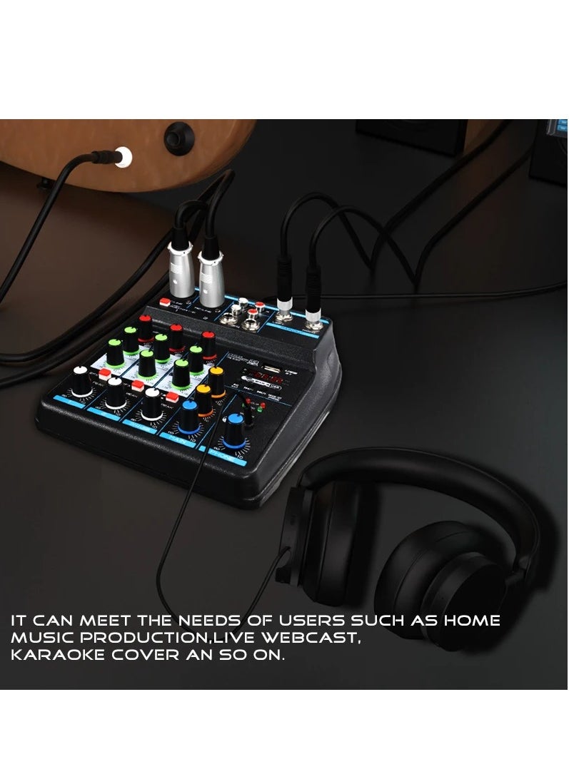 Generic 4 Channel Mixer, DJ Mixing Console, with Bluetooth, 48V Phantom Power Monitor Karaoke System USB Mixer Audio  - Image 2