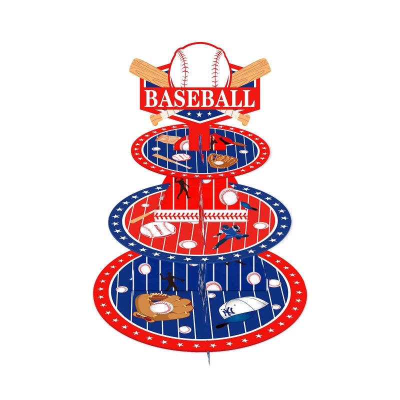 CC HOME Baseball Cupcake Stand 3 Tier Cake Stand for Kids Birthday Party Decorations Baseball Theme Baby Shower Supplies - Image 2