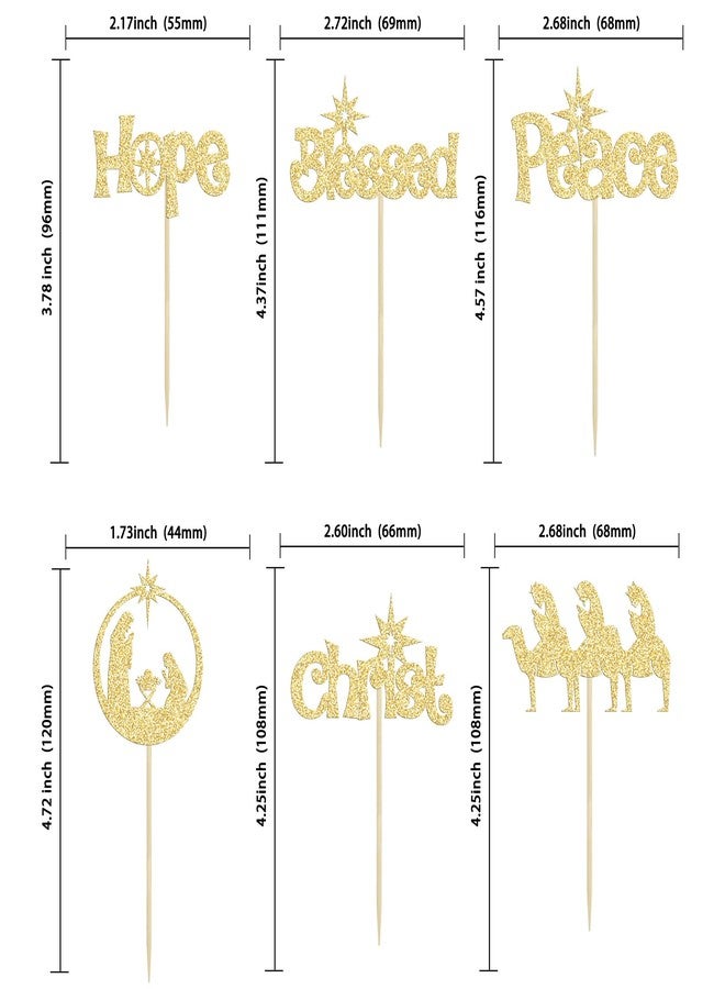Ephlyn 24pcs Jesus Christmas Cupcake Toppers - Peace Hope Christ Blessed Cupcake Picks - Gold Christmas Cake Decorations - Image 2