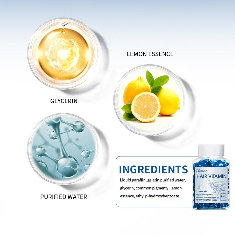 Sokgo Hair Treatment Serum with Avocado Oil, Argan Oil, Moroccan Oil, Coconut Oil, Vitamin C for Frizzy and Damaged Hair Growth - Image 2