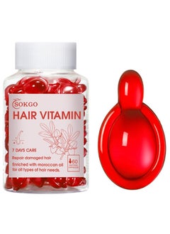 Sokgo Hair Treatment Serum with Avocado Oil, Argan Oil, Moroccan Oil, Coconut Oil, Vitamin C, Hair Serum, Hair Growth Serum for Frizzy and Damaged Hair (Large, Red)  - Image 1