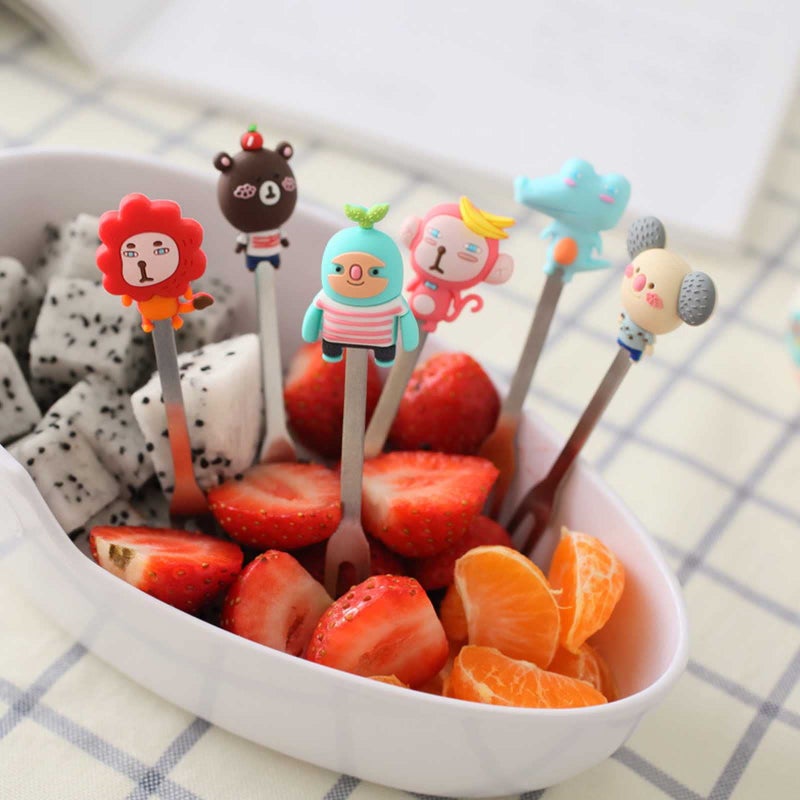 HENWAFX Fruit Fork  Cute Set of 6 Fruit Forks with Holder Stainless Steel Food Pick Forks for Kids Home (Cartoon+ fairy princess+Romani) - Image 5