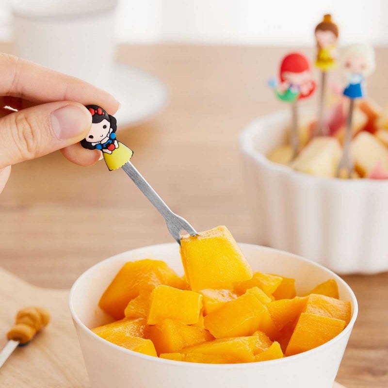HENWAFX Fruit Fork  Cute Set of 6 Fruit Forks with Holder Stainless Steel Food Pick Forks for Kids Home (Cartoon+ fairy princess+Romani) - Image 3
