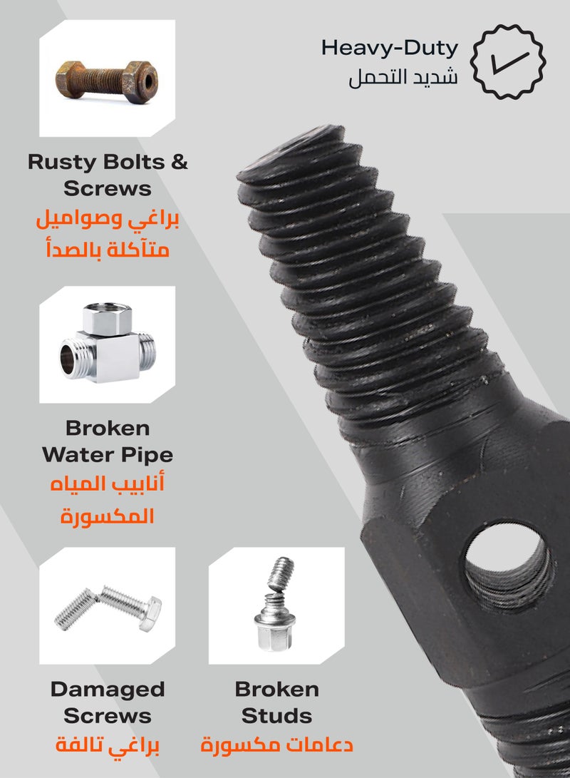 LAWAZIM Pro7 Double Head Pipe Extractor | Water Pipe Bolt Remover Dual-use Screw Removal Tool Damaged Screw Extractor Easy Out Double Head Pipe Broken Screw Bolt Extractor Broken Bolt Remover, Black - Image 4