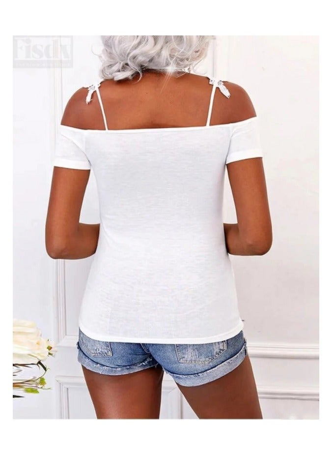 White Blouse with Crochet Sleeves - Image 3