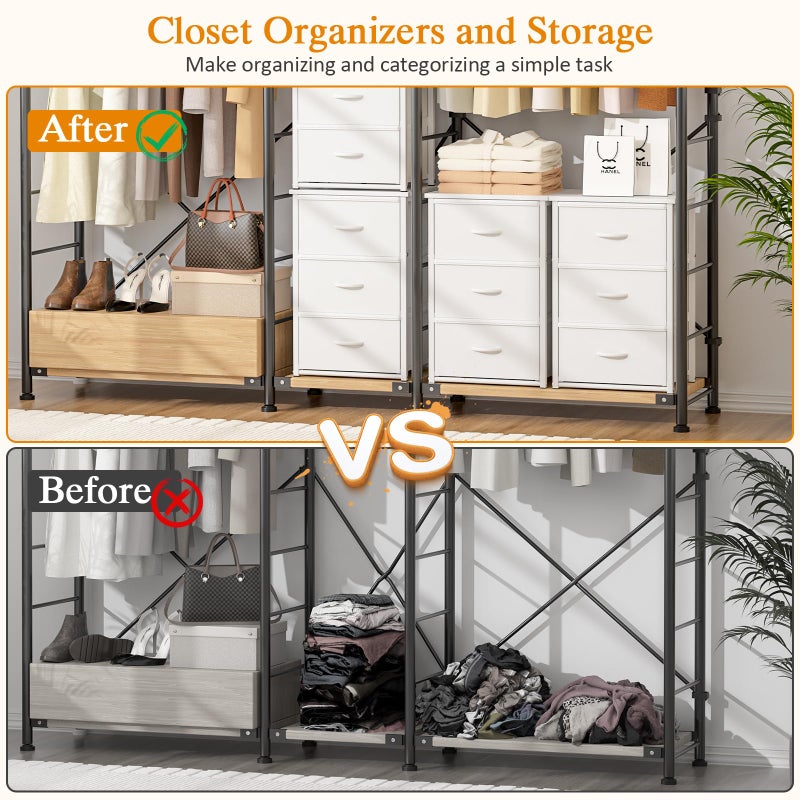 DAOUTIME 2-Pack Stackable Storage Drawers (6 Drawers Total), White Closet Drawers Organizer for Clothes with Wooden Top & Metal Frame, Freestanding or Stackable Dresser for Bedroom, Living Room, Under Bed - Image 4