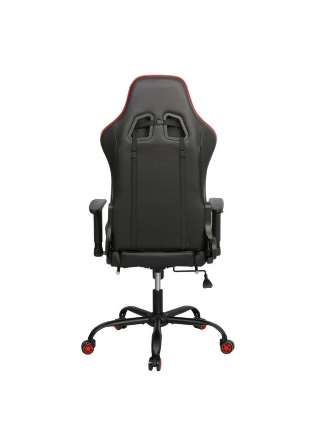 DANUBE HOME كرسي ألعاب بلاندا مع مسند للقدم - كرسي ألعاب مريح باللون الأسود/الأحمر لغرفة الألعاب - إطار معدني وتنجيد من الجلد الصناعي - الحجم: L71xW77.5xH126-136cm - Image 5