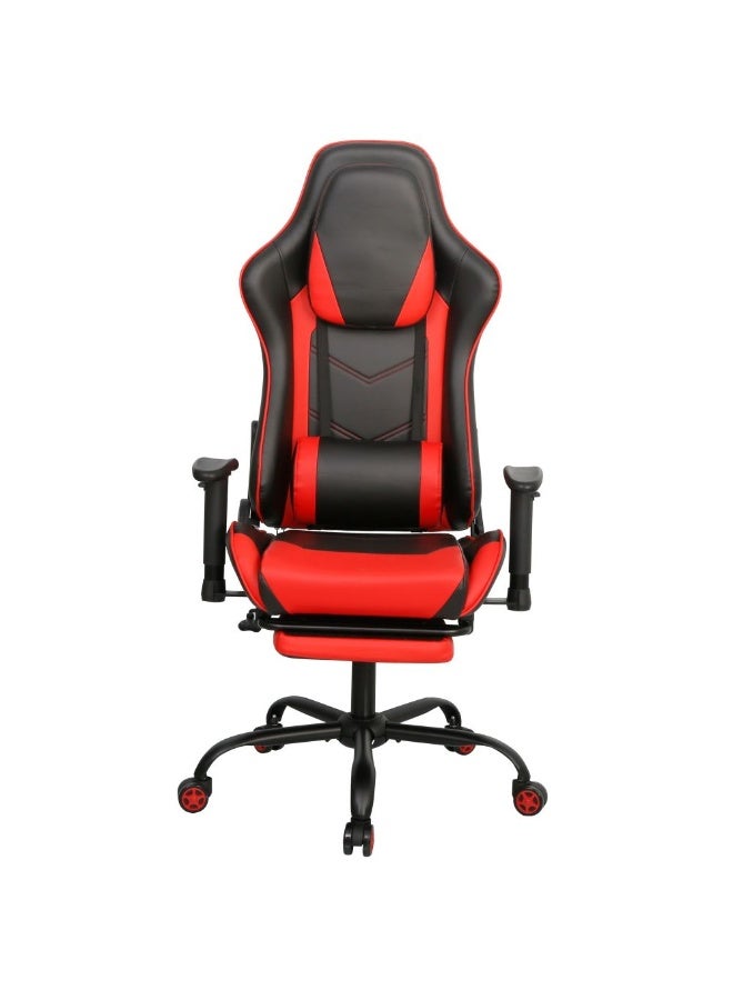 DANUBE HOME كرسي ألعاب بلاندا مع مسند للقدم - كرسي ألعاب مريح باللون الأسود/الأحمر لغرفة الألعاب - إطار معدني وتنجيد من الجلد الصناعي - الحجم: L71xW77.5xH126-136cm - Image 4