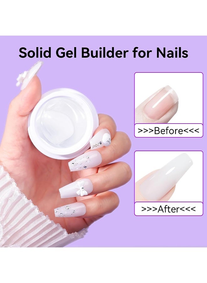 XEIJAYI Nail Poly Gel, UV/LED Camouflage Builder Gel For Nail Extension/Strengthening, Nail Sculpting Gel, Non-Sticky Hand Solid Builder Gel, Upgrade Hard Nail Extension Gel, 3D Sculpting Gel For Nail Art Design Salon Nail Art (White Color) - Image 5