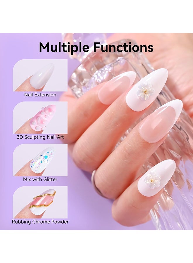 XEIJAYI Nail Poly Gel, UV/LED Camouflage Builder Gel For Nail Extension/Strengthening, Nail Sculpting Gel, Non-Sticky Hand Solid Builder Gel, Upgrade Hard Nail Extension Gel, 3D Sculpting Gel For Nail Art Design Salon Nail Art (White Color) - Image 4