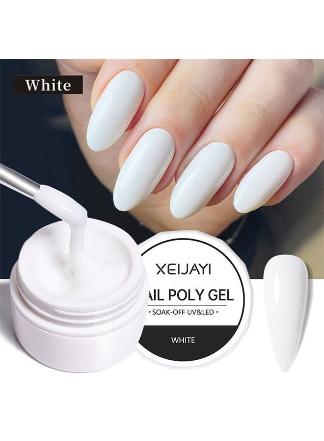 XEIJAYI Nail Poly Gel, UV/LED Camouflage Builder Gel For Nail Extension/Strengthening, Nail Sculpting Gel, Non-Sticky Hand Solid Builder Gel, Upgrade Hard Nail Extension Gel, 3D Sculpting Gel For Nail Art Design Salon Nail Art (White Color) - Image 2
