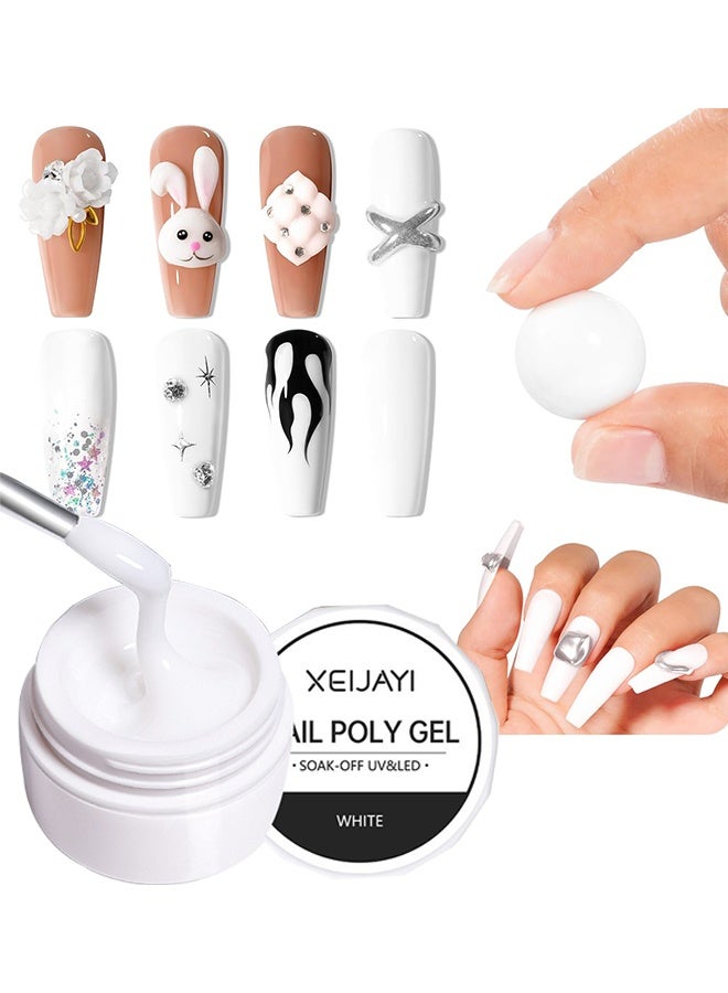 XEIJAYI Nail Poly Gel, UV/LED Camouflage Builder Gel For Nail Extension/Strengthening, Nail Sculpting Gel, Non-Sticky Hand Solid Builder Gel, Upgrade Hard Nail Extension Gel, 3D Sculpting Gel For Nail Art Design Salon Nail Art (White Color) - Image 1