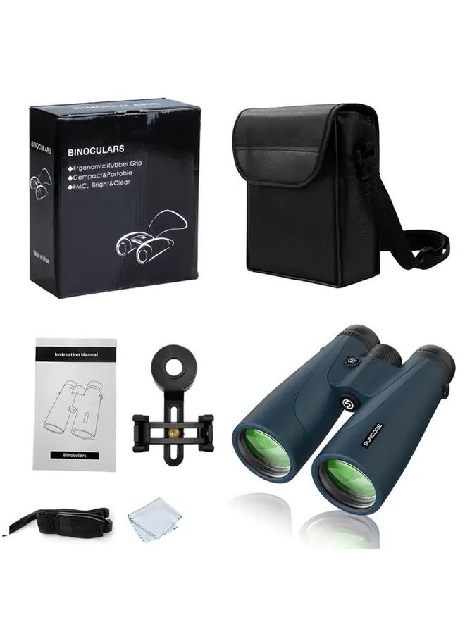 Suncore 10x50 Blue Binoculars For Adults With Mobile Phone Clip High Power For Bird Watching Travel - Image 1