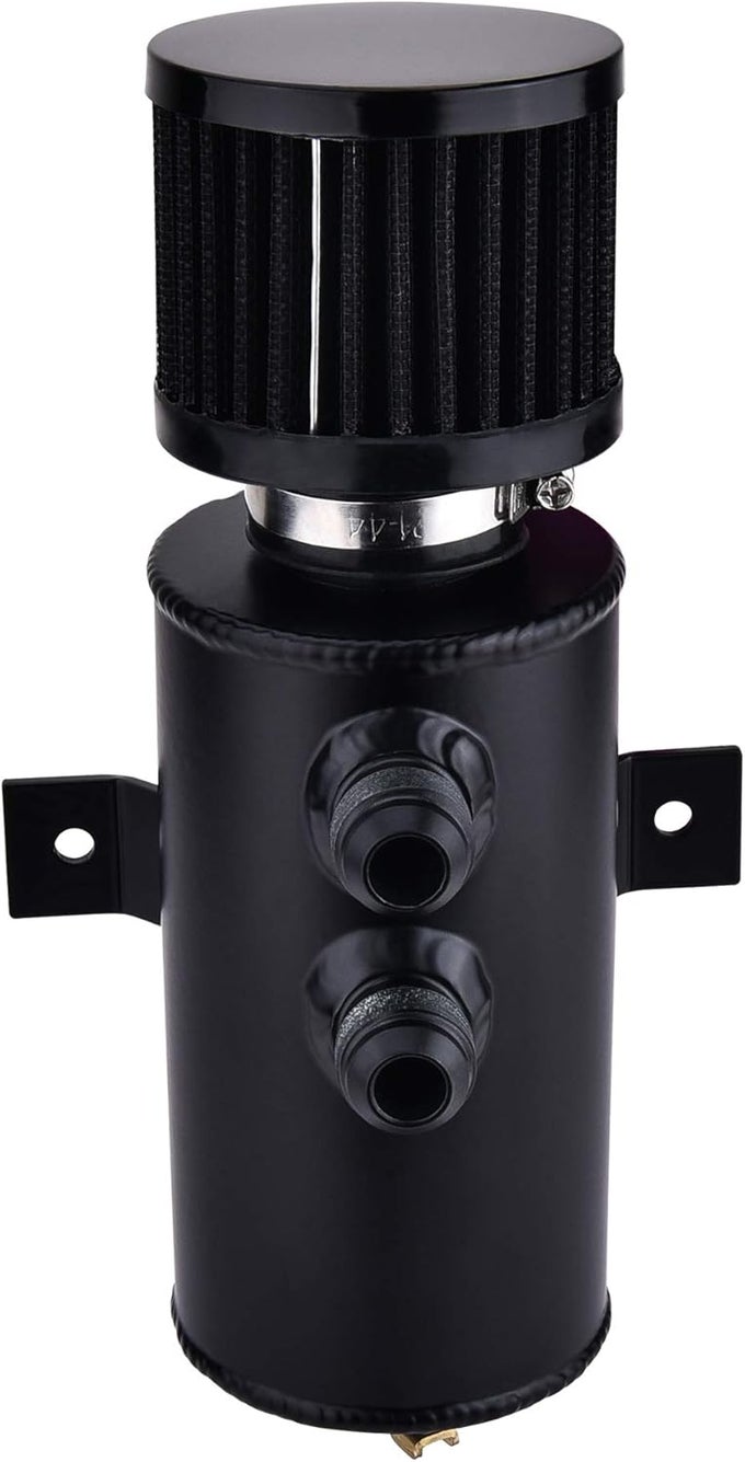 Sykrss Universal 10An Aluminum Baffled Oil Catch Can With Breather Filter 750Ml Black