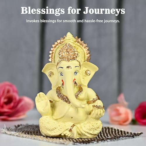 HindCraft Lord Ganesha Idol for Car Dashboard – Valentine Gift for Prosperity & Good Fortune | Divine Ganesha Murti for Home & Office Décor | Perfect Housewarming & Pooja Room Gift - Image 3