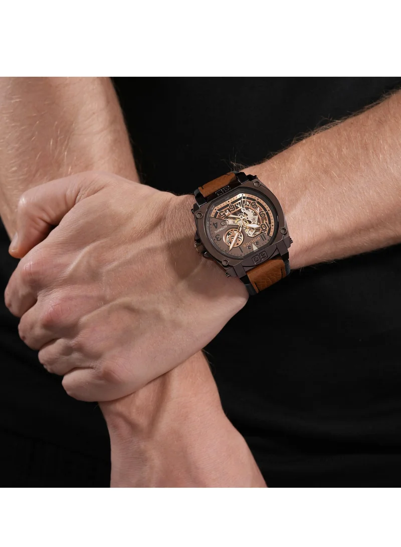 POLICE Norwood Brown Dial Tan Leather Strap Automatic Watch for Men 45mm