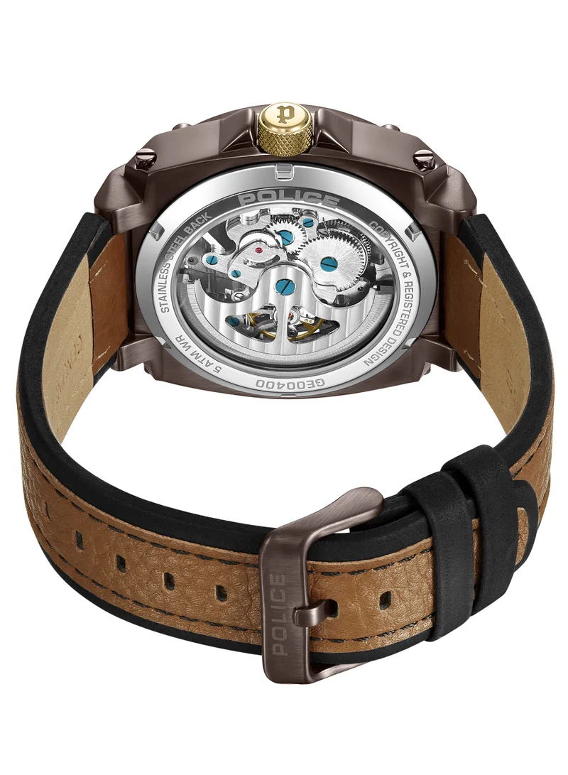 POLICE Norwood Brown Dial Tan Leather Strap Automatic Watch for Men 45mm