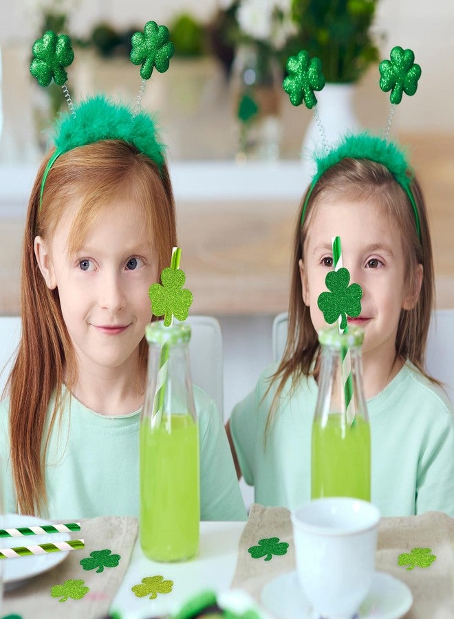 JarThenaAMCS مصاصات ورقية من JarThenaAMCS ليوم سانت باتريك 3 ألوان لامعة على شكل شمرخ للاحتفال بالمشروبات الكوكتيل لعيد إيرلندي لوازم حفلات عيد الميلاد 60 قطعة - Image 5