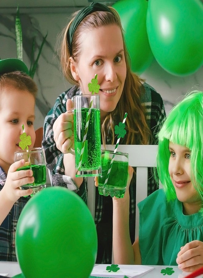 JarThenaAMCS مصاصات ورقية من JarThenaAMCS ليوم سانت باتريك 3 ألوان لامعة على شكل شمرخ للاحتفال بالمشروبات الكوكتيل لعيد إيرلندي لوازم حفلات عيد الميلاد 60 قطعة - Image 4