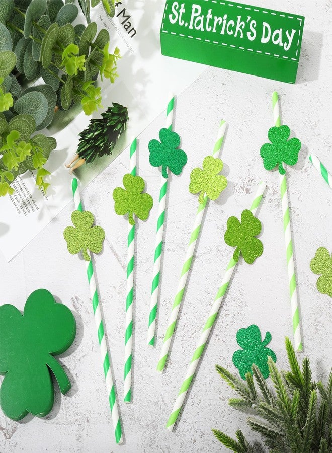 JarThenaAMCS مصاصات ورقية من JarThenaAMCS ليوم سانت باتريك 3 ألوان لامعة على شكل شمرخ للاحتفال بالمشروبات الكوكتيل لعيد إيرلندي لوازم حفلات عيد الميلاد 60 قطعة - Image 3