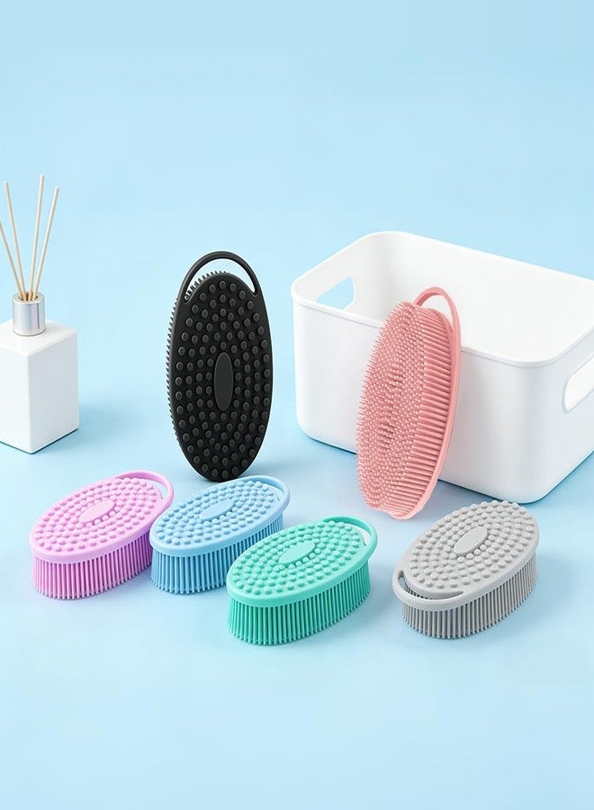 tuzuxcux Silicone Body Scrubber 2 Pcs Silicone Loofah Exfoliating Body Scrubber for Men Women Soft Silicones Shower Scrubbers Double Sided Silicones Bath Bodys Brush for All Skin Lather Well, Black and Pink - Image 2