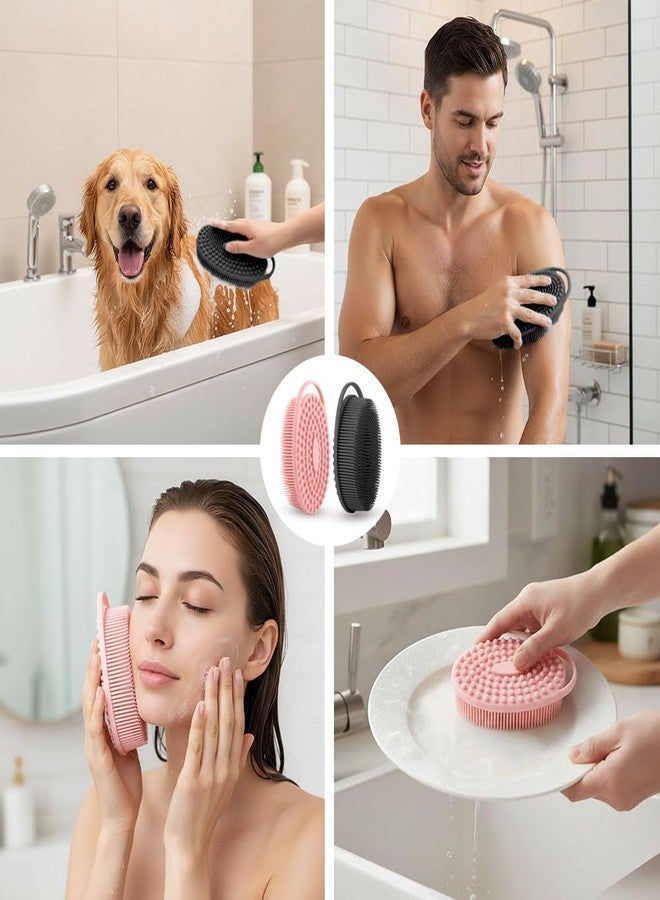 tuzuxcux Silicone Body Scrubber 2 Pcs Silicone Loofah Exfoliating Body Scrubber for Men Women Soft Silicones Shower Scrubbers Double Sided Silicones Bath Bodys Brush for All Skin Lather Well, Black and Pink - Image 5