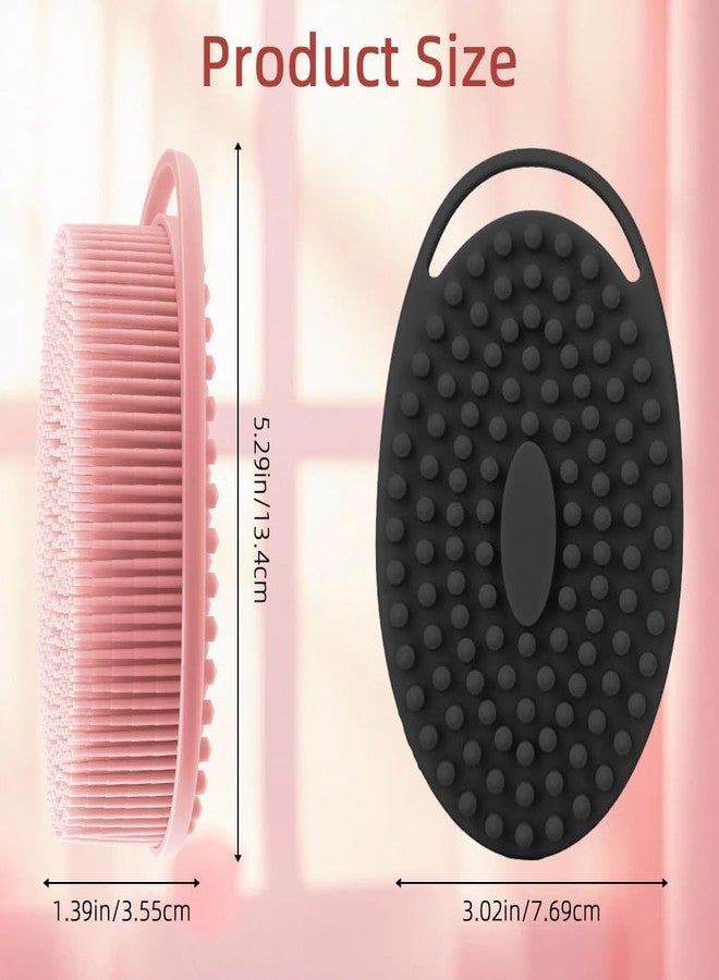 tuzuxcux Silicone Body Scrubber 2 Pcs Silicone Loofah Exfoliating Body Scrubber for Men Women Soft Silicones Shower Scrubbers Double Sided Silicones Bath Bodys Brush for All Skin Lather Well, Black and Pink - Image 3