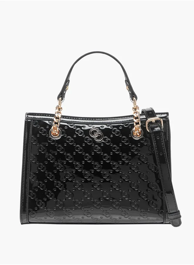 Celeste Women Monogram Embossed Tote Bag with Detachable Strap