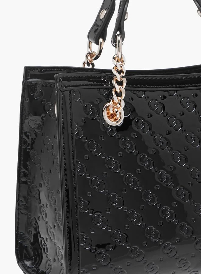 Celeste Women Monogram Embossed Tote Bag with Detachable Strap