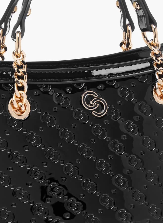 Celeste Women Monogram Embossed Tote Bag with Detachable Strap