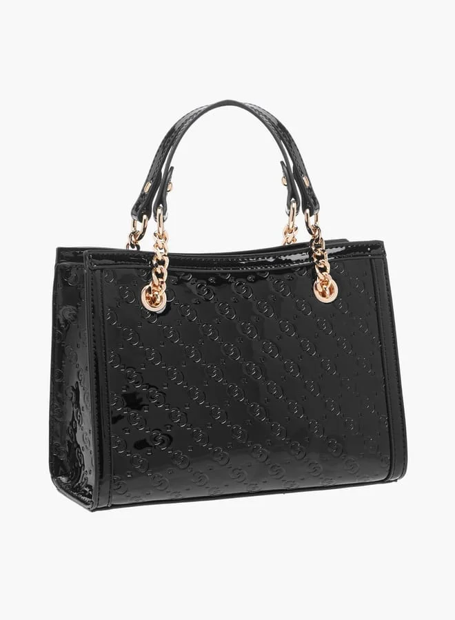 Celeste Women Monogram Embossed Tote Bag with Detachable Strap